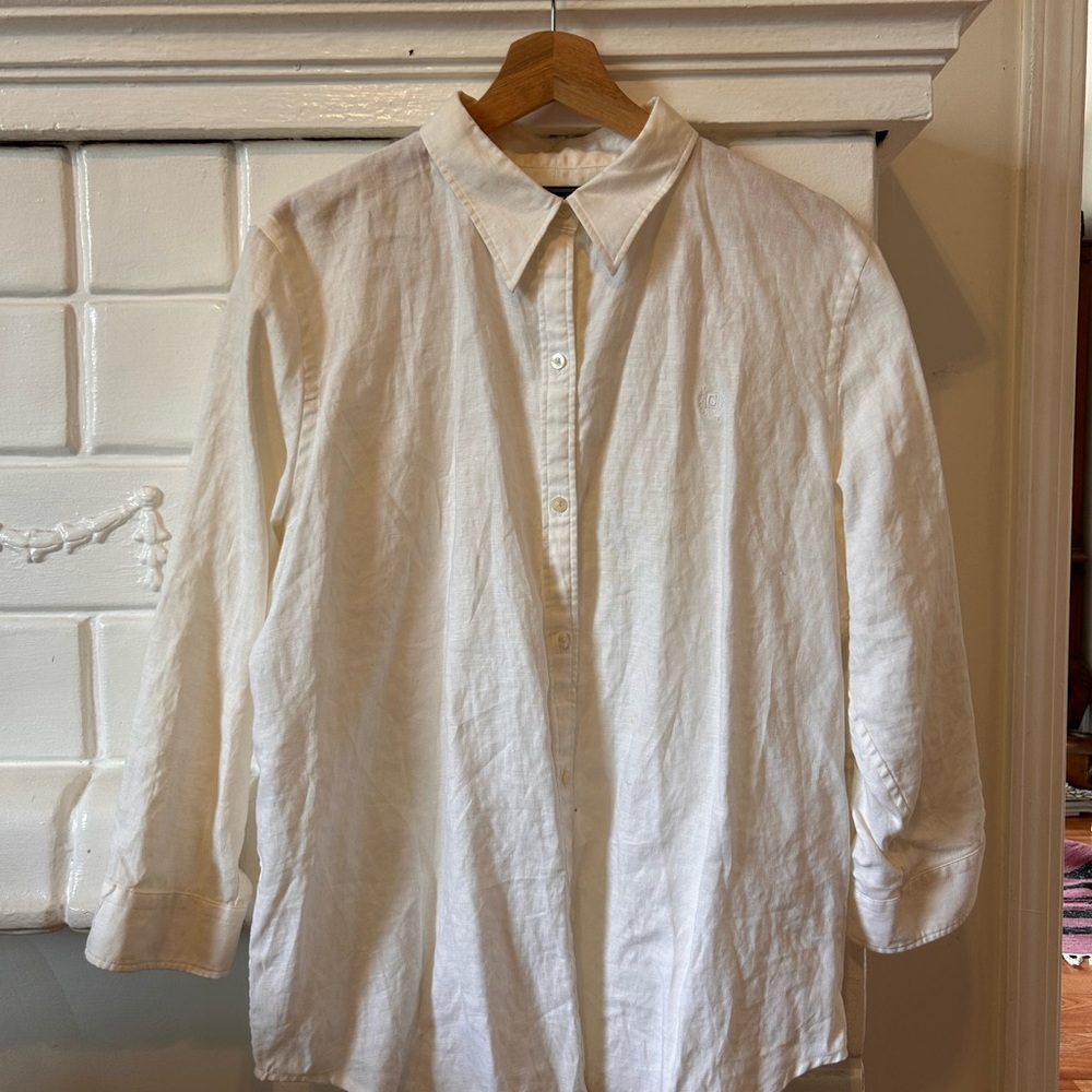 White Button-Up Linen Shirt